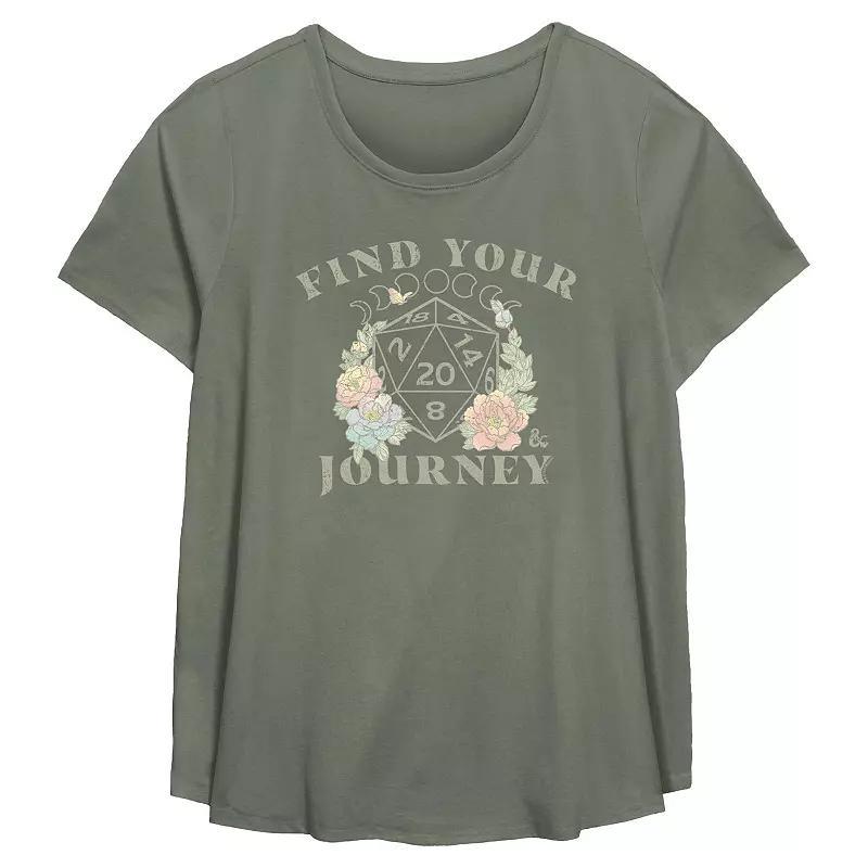 Plus Size Dungeons & Dragons Find Your Journey Floral Flowy Graphic Tee, Women's, Size: 3XL, Green Product Image