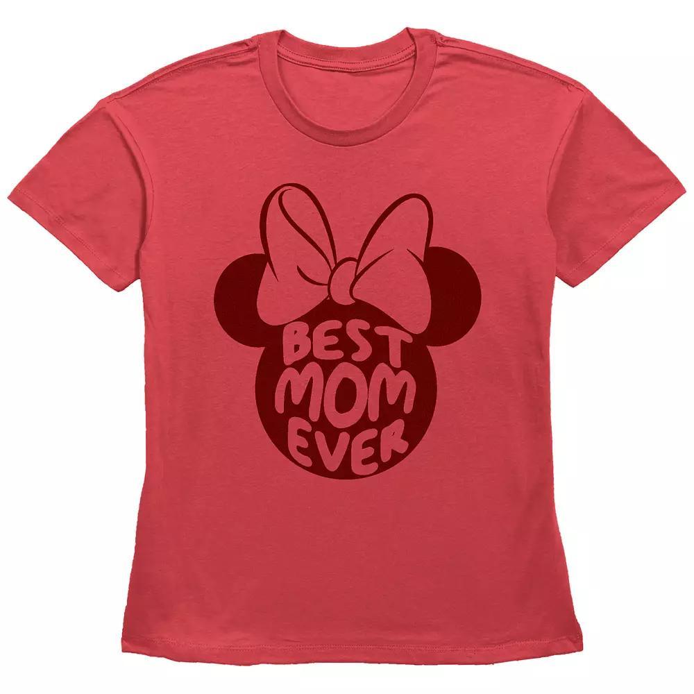Disney's Minnie Mouse Juniors' Best Mom Ever Bow Silhouette Graphic Tee, Women's, Size: Medium, Red Product Image