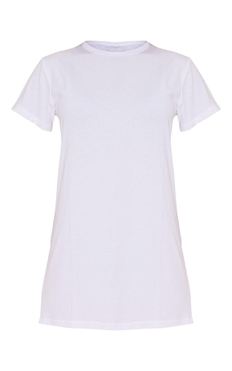 White Short Sleeve T Shirt Dress Product Image