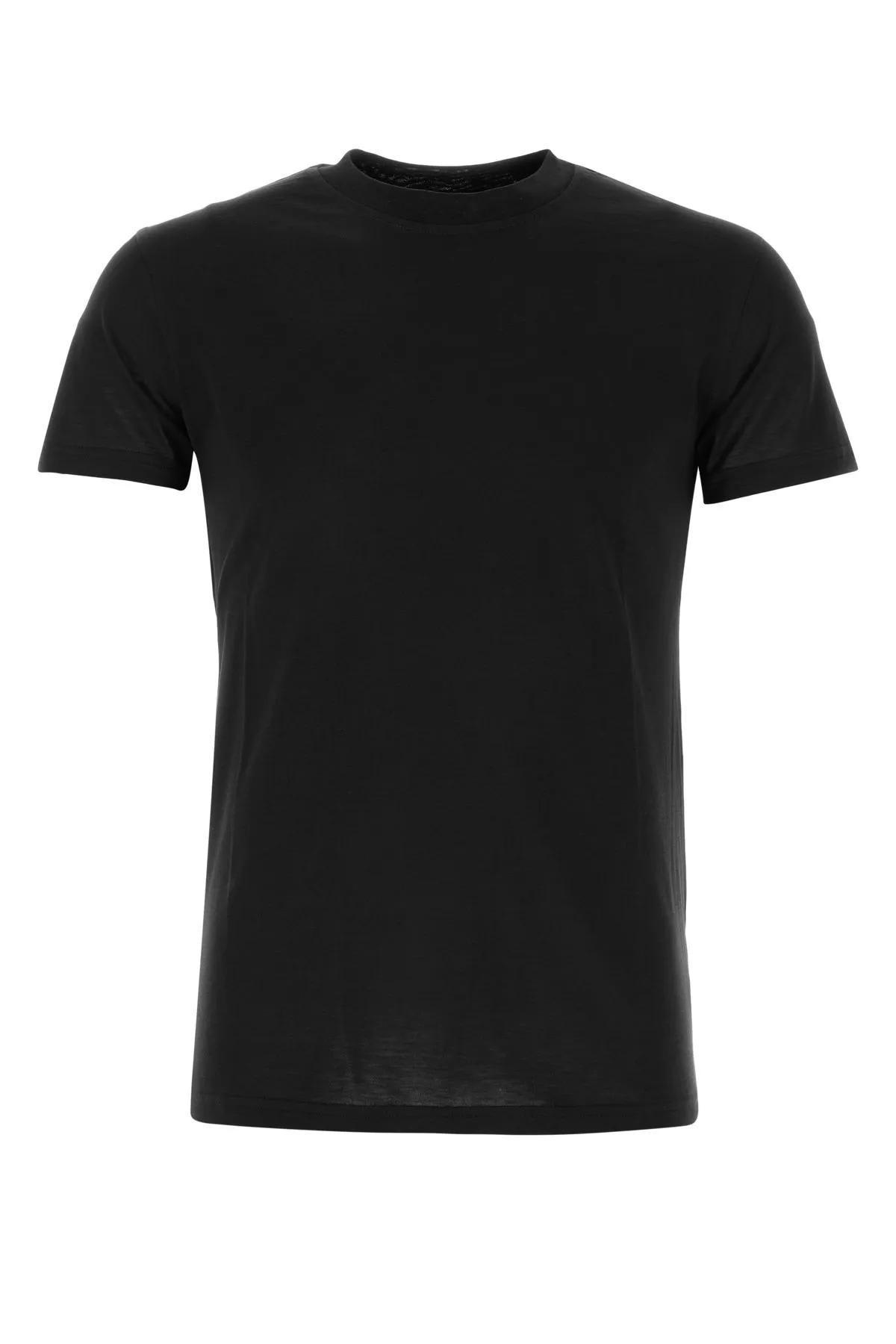 PT TORINO Silk Blend Crew Neck T-shirt In Blau Product Image