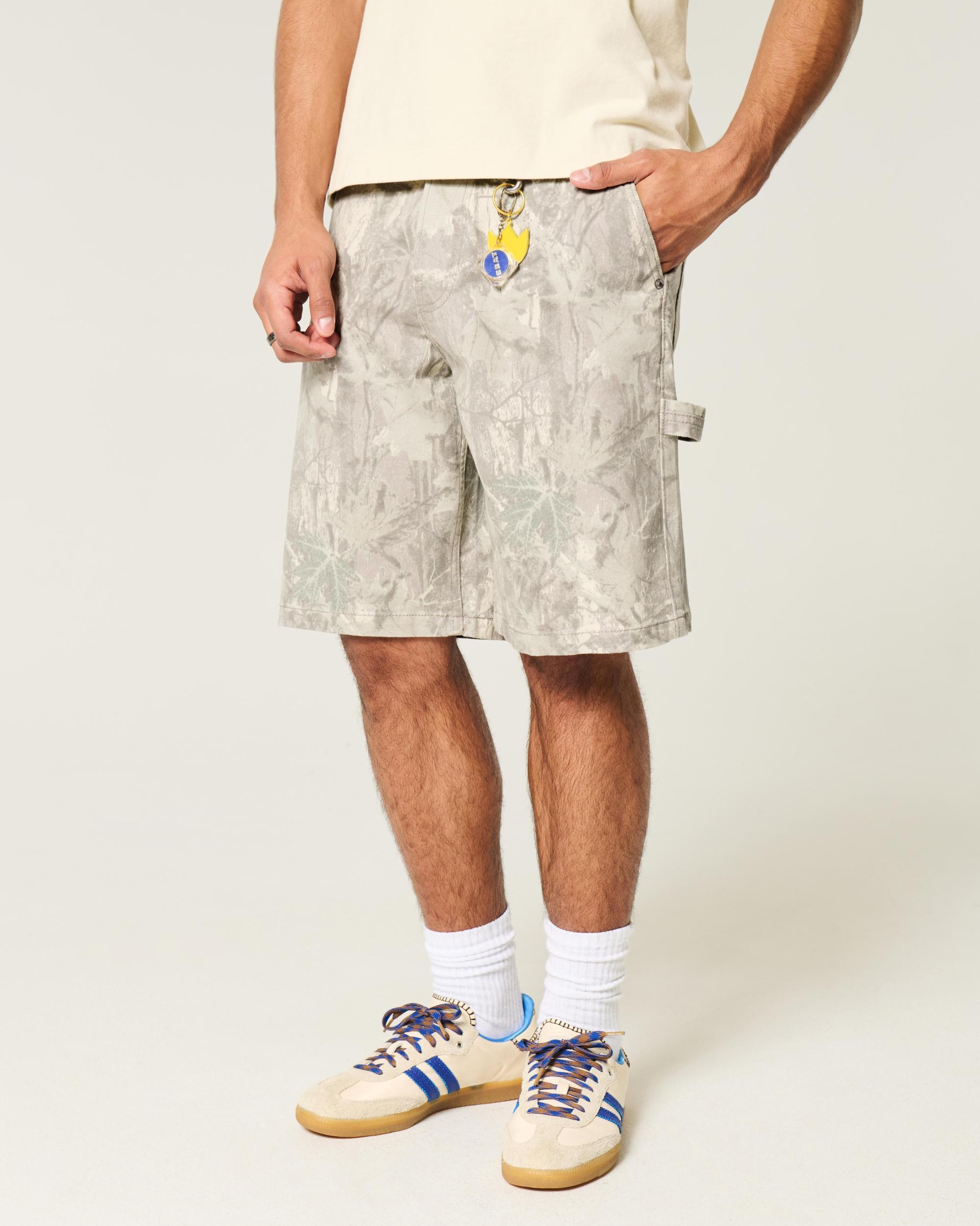 Washed Black Baggy Denim Shorts Product Image