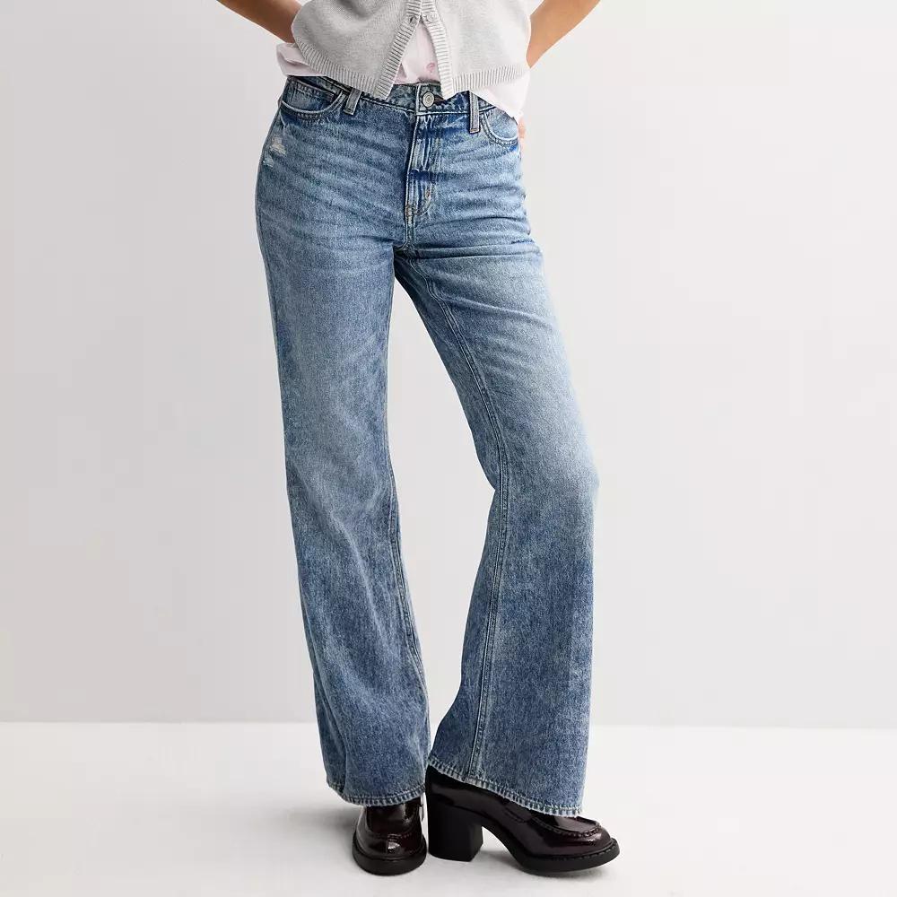 Juniors' SO® Mid Rise Slouchy Flare Jeans, Women's, Size: 15 Short, Medium Tint Product Image