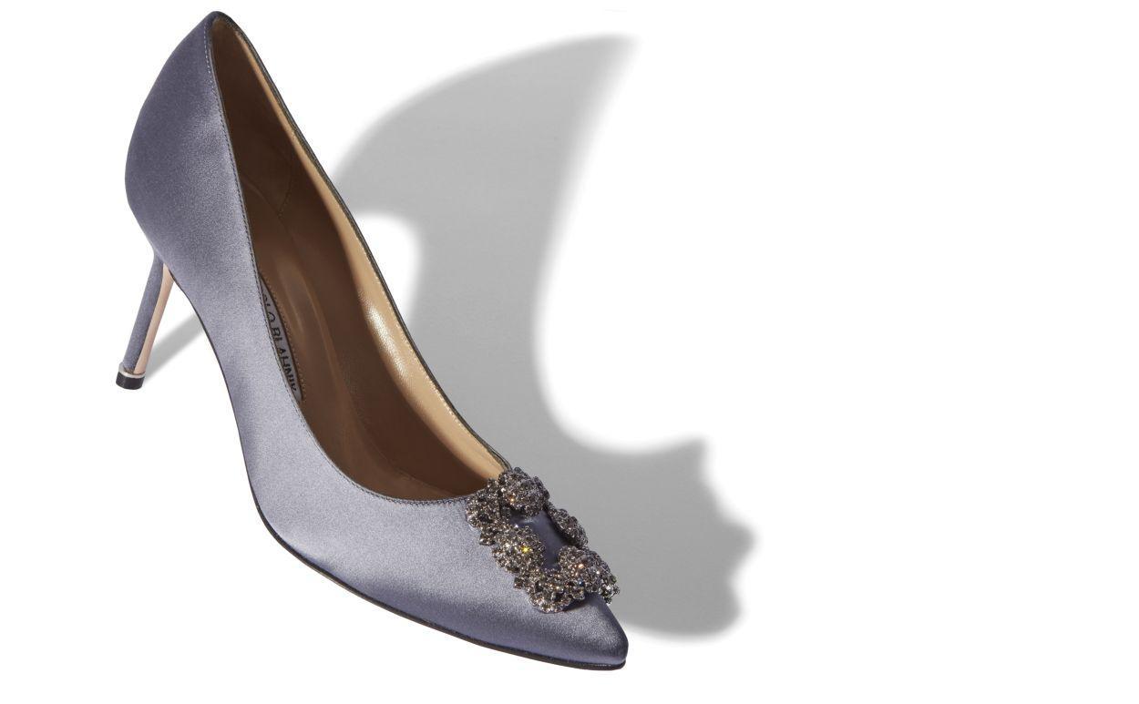 HANGISI 70 Blue Satin Jewel Buckle Pumps Product Image
