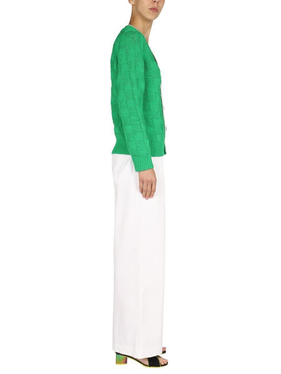 BOTTEGA VENETA Woven Pattern Cardigan In Green Product Image