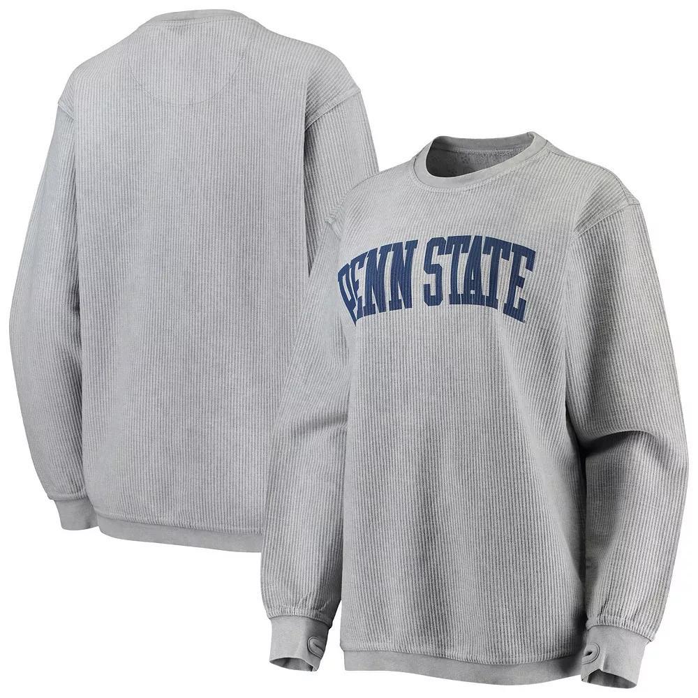 Womens Pressbox Gray Penn State Nittany Lions Comfy Cord Vintage Wash Basic Arch Pullover Sweatshirt Product Image