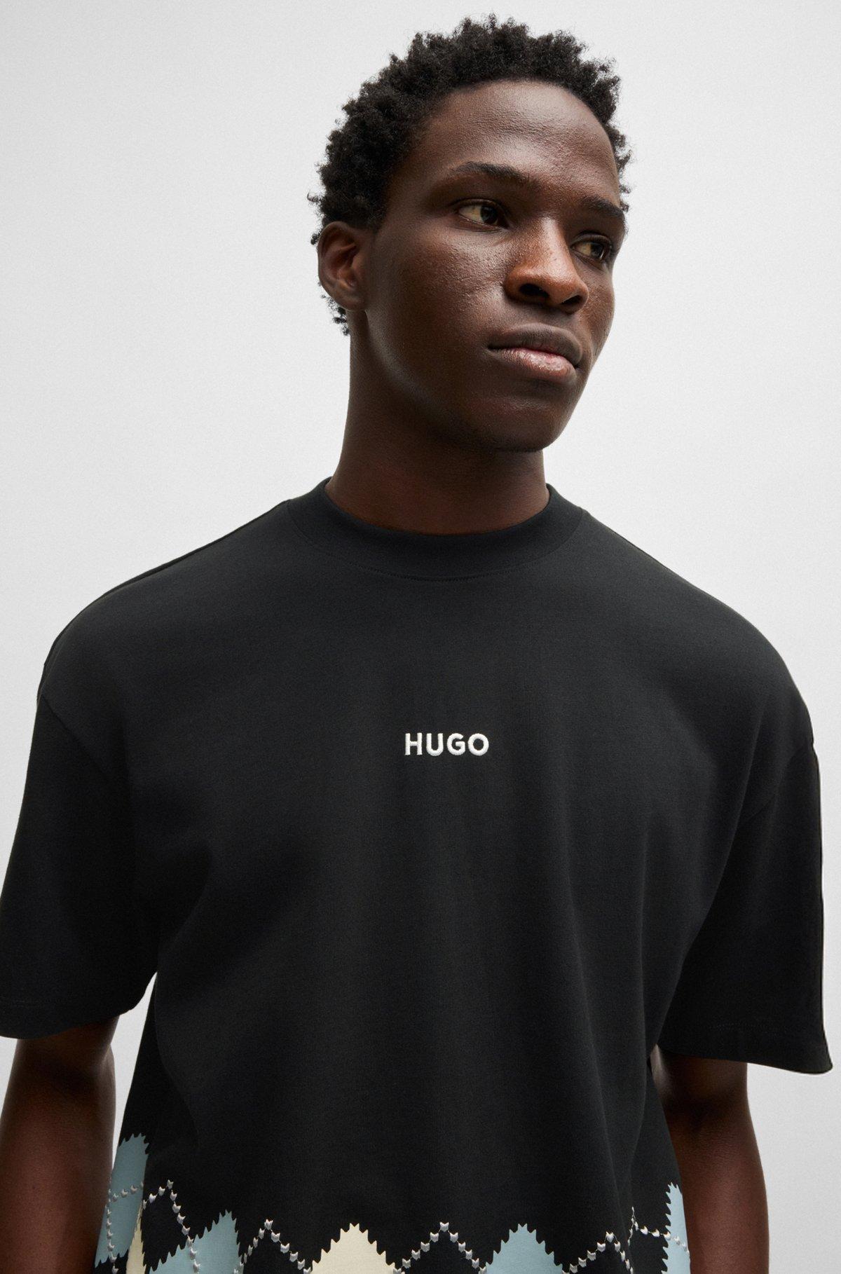 Cotton-jersey T-shirt with Argyle pattern Product Image