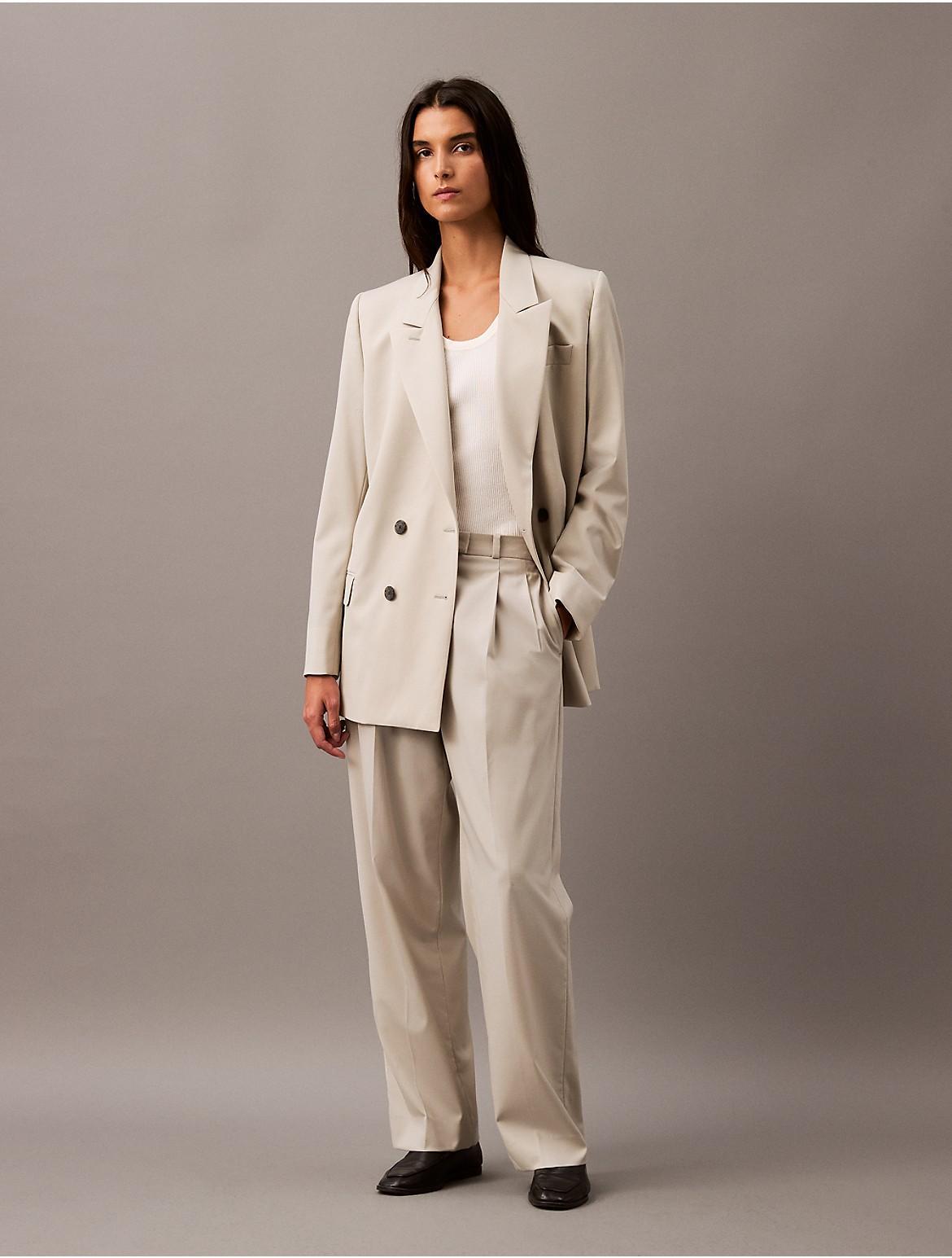 Calvin Klein Women's Pleated Wool Gabardine Blend Trouser - Grey - 2 Product Image