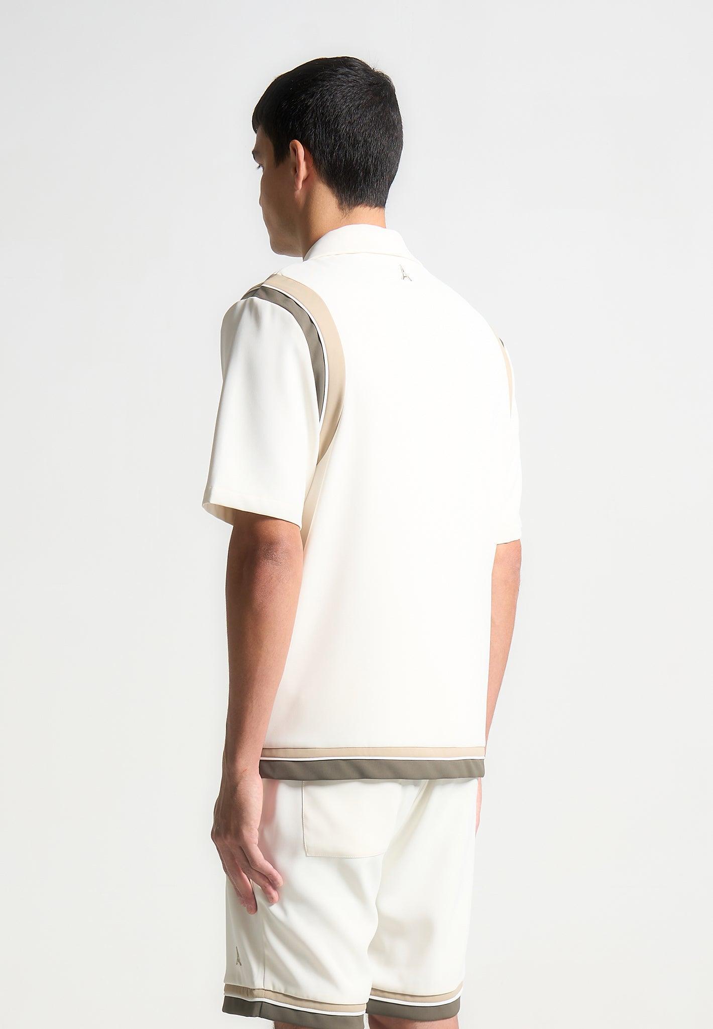 Varsity Revere Shirt - Cream Male Product Image