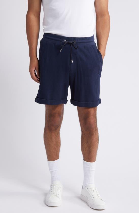 HUGO BOSS Lasdun Cotton Gauze Drawstring Shorts In Dark Blue Product Image