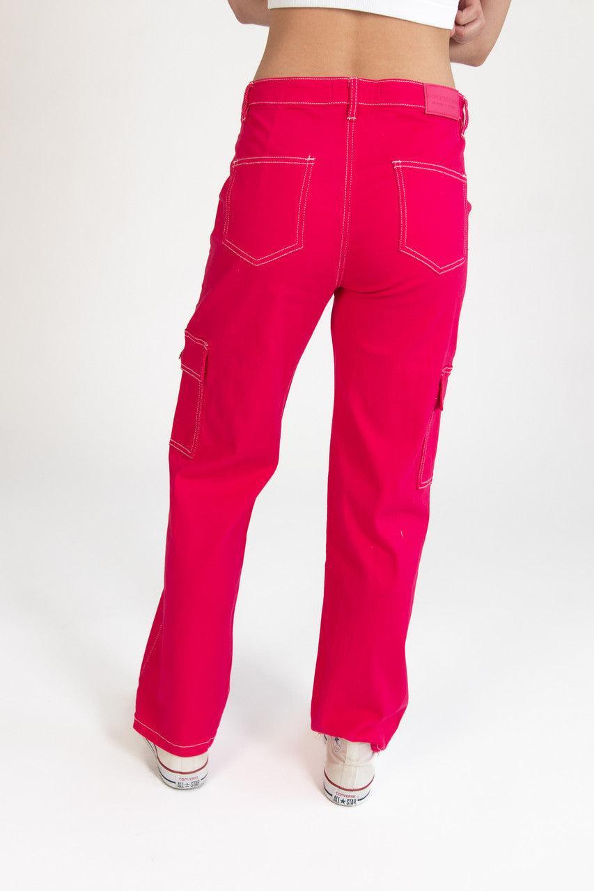 Hot Pink Cargo Skater Jeans Product Image