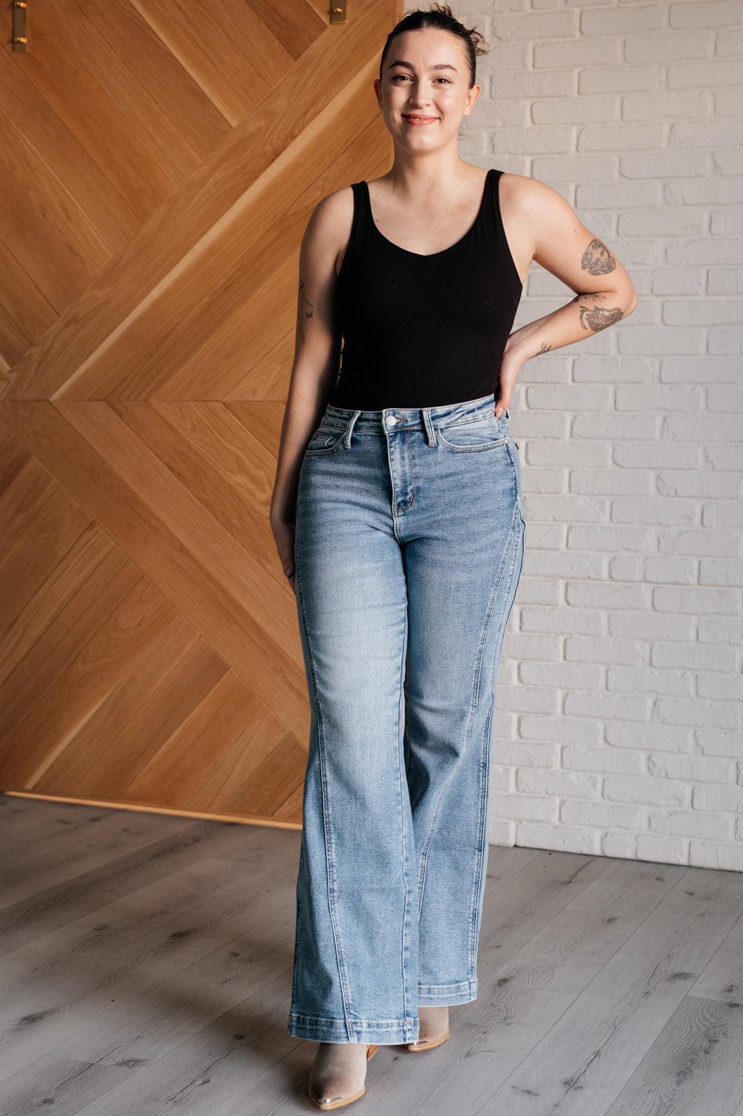 Judy Blue Side Seam Detail Wide Leg Jeans Product Image