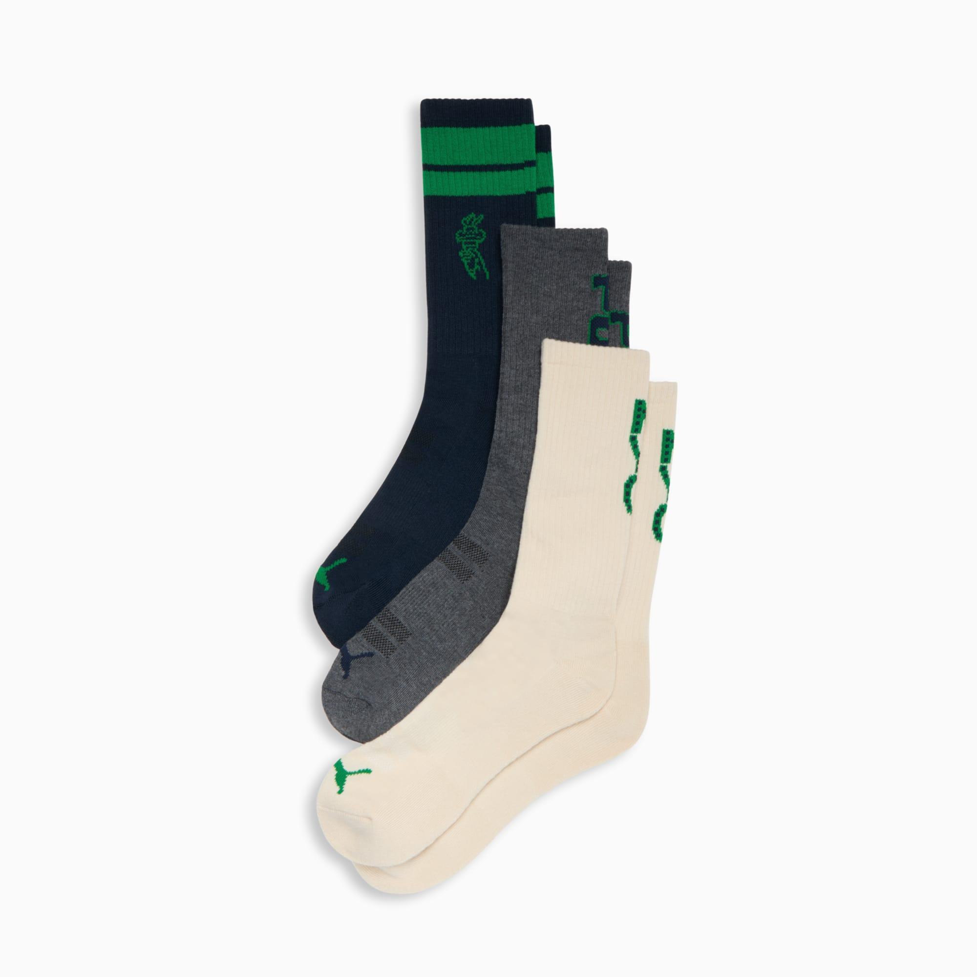 Men's Non-Terry Quarter-Length Crew Socks (3 Pairs) Product Image