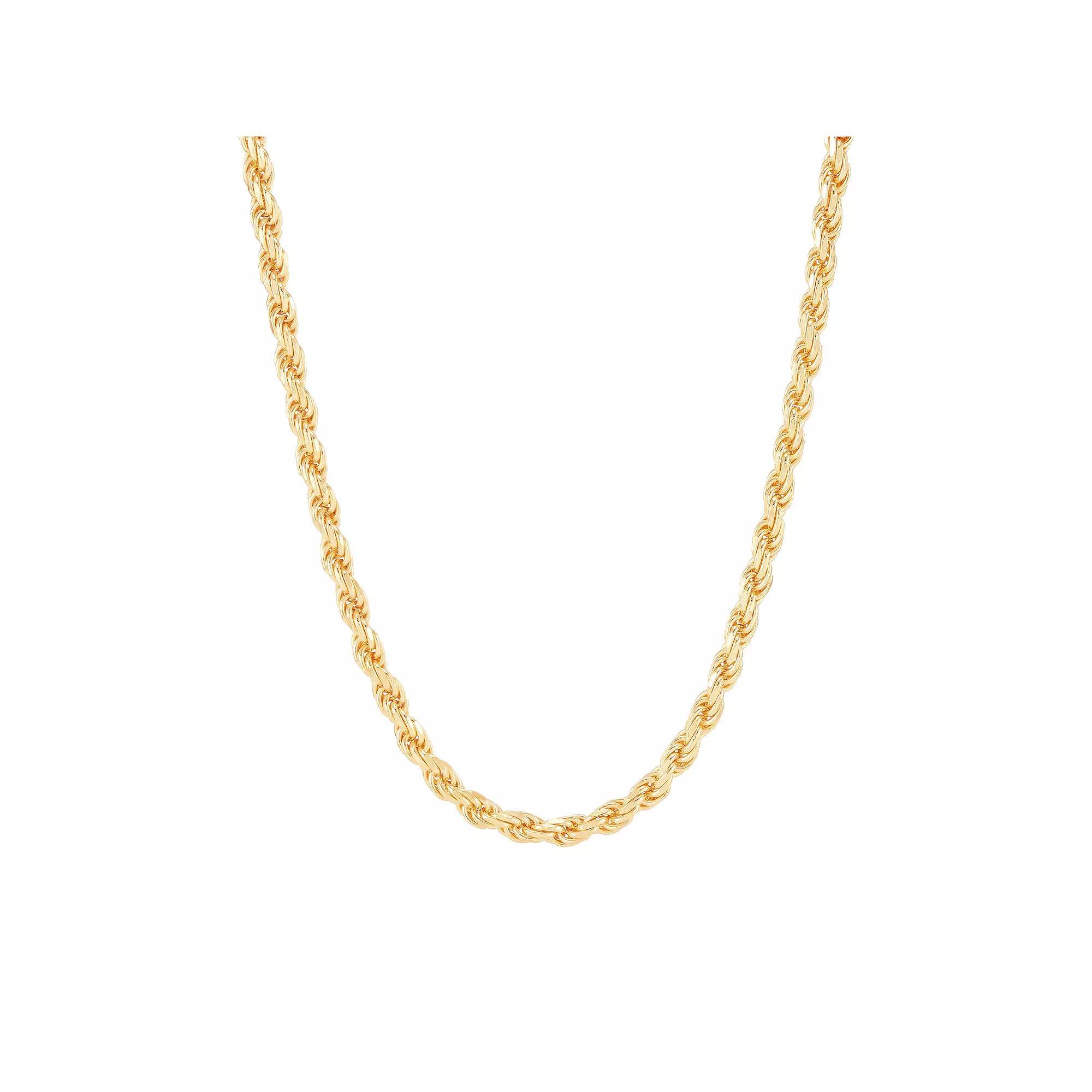 Everlasting Silver Gold Over Silver Solid Rope Chain Necklace, Womens Gold Tone Product Image