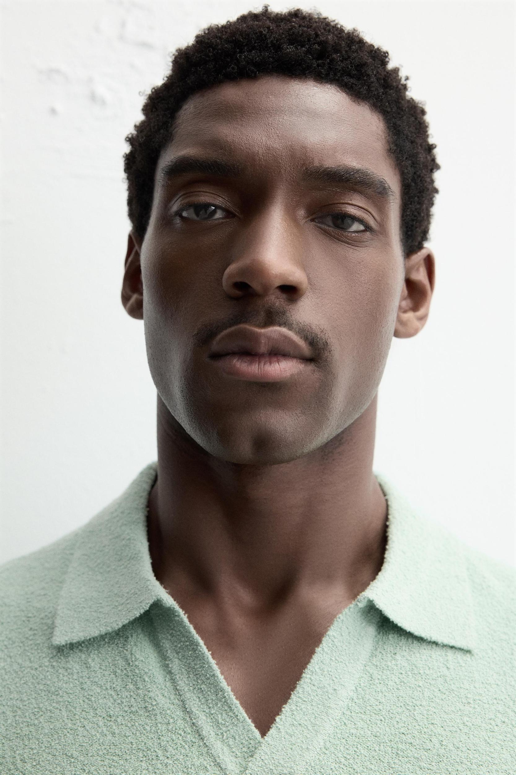 TEXTURED KNIT POLO SHIRT Product Image