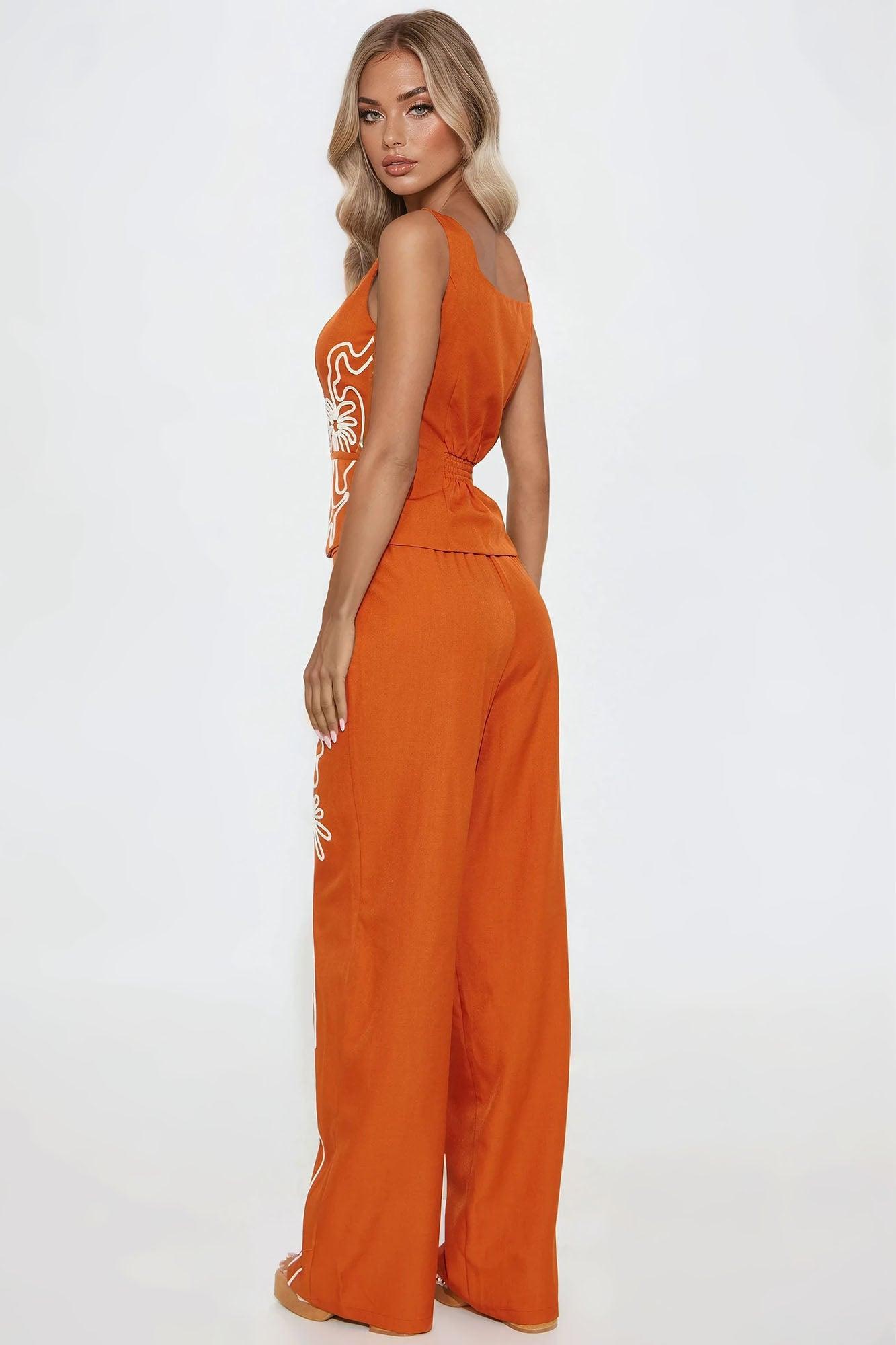 Iconic Attitude Vest Pant Set - Rust Product Image