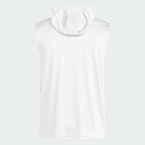 adidas D4T Sleeveless Hoodie White S Mens Product Image
