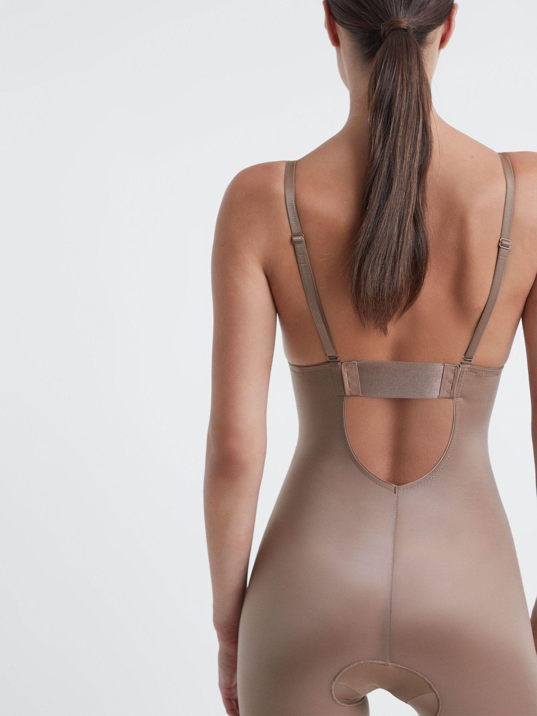 Spanx Shapewear Firming Plunge Low-Back Mid-Thigh Bodysuit in Cafe Au Lait Product Image