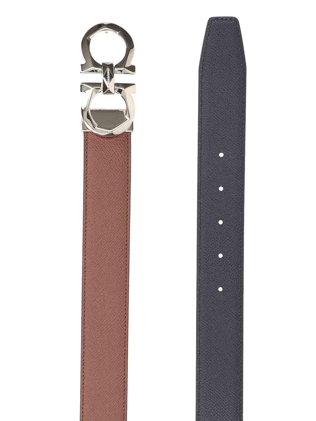 FERRAGAMO Salvatore  Gancini Buckle Reversible Belt In Brown Product Image