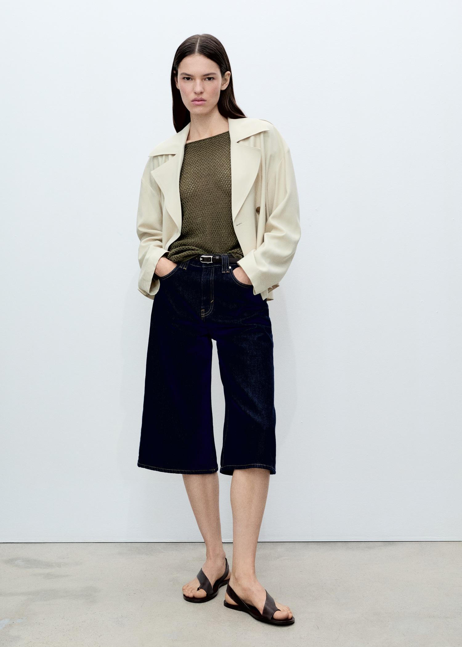 Openwork knitted boat-neck sweater - Women | MANGO USA Product Image
