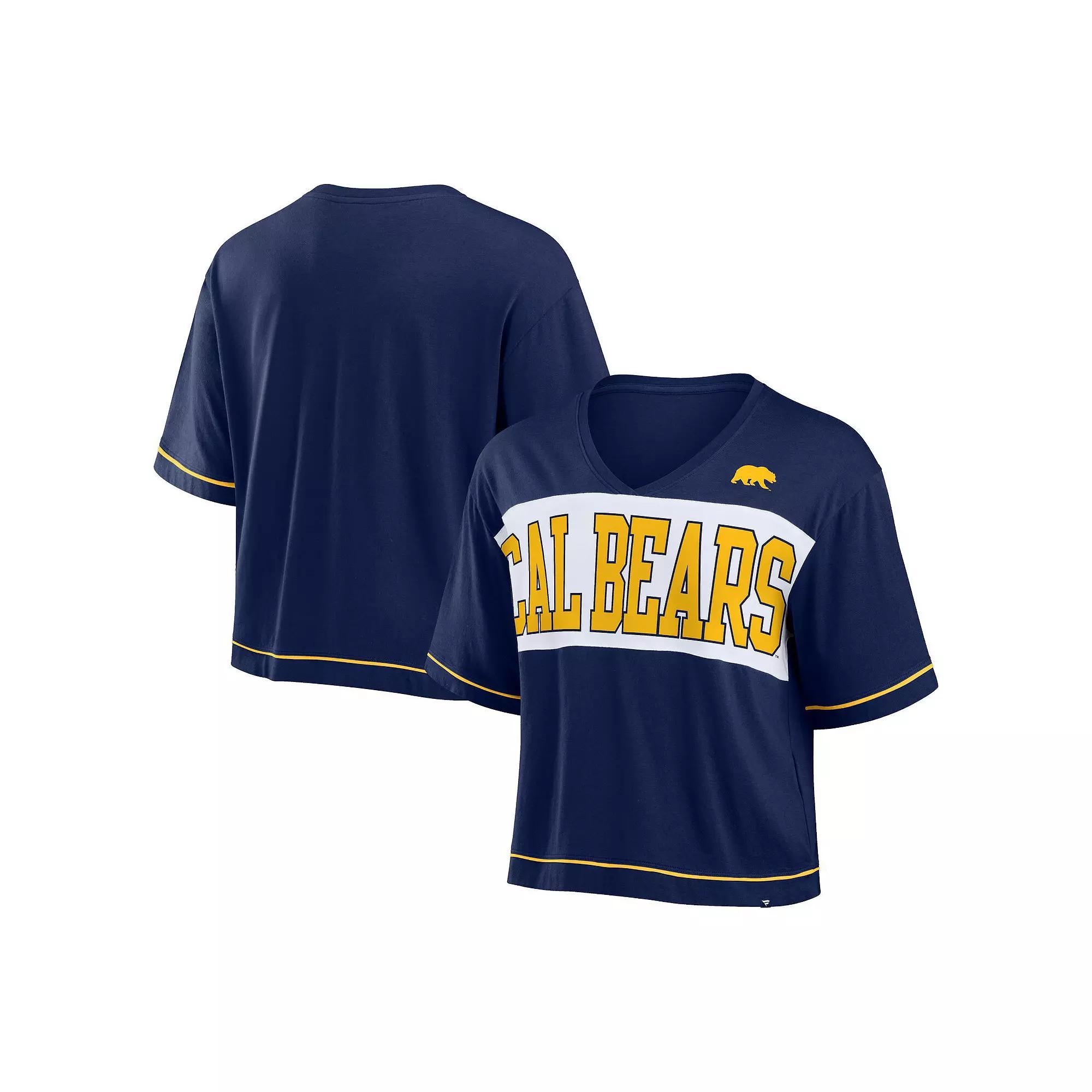 Women's Fanatics Navy Cal Bears Home Team Bold Fashion Modest V-Neck Cropped T-Shirt, Size: 3XL, Blue Product Image