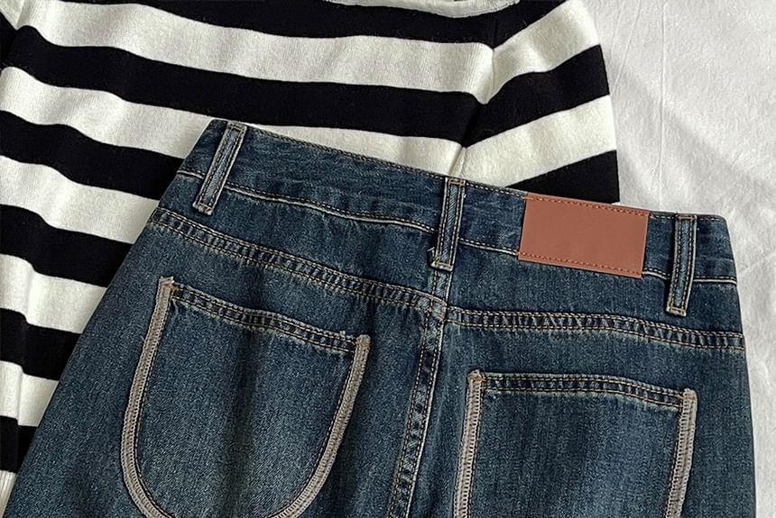 High Rise Washed Wide Leg Jeans Product Image