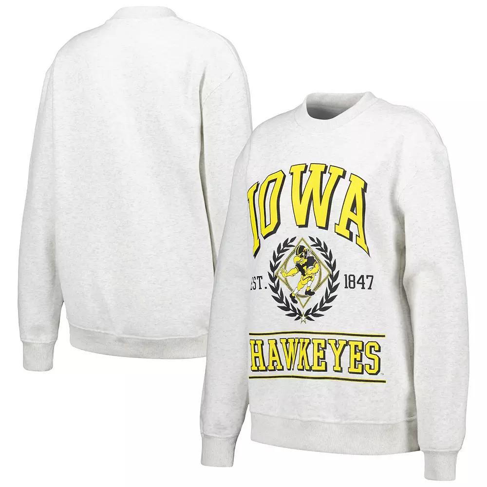 Women's Established & Co. Ash Iowa Hawkeyes Logo Pullover Sweatshirt, Size: Medium, Black Product Image