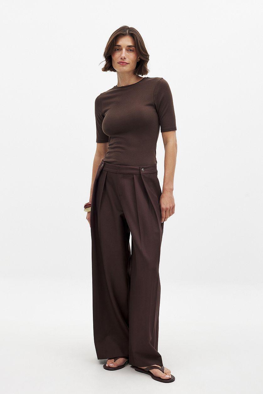 Round Neck Ribbed Top Product Image