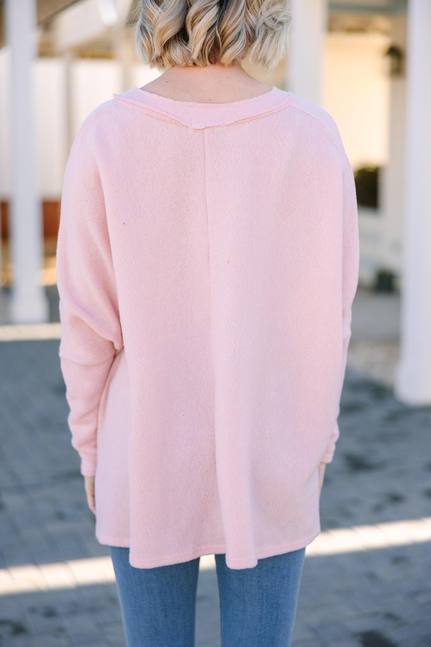 Find Yourself Bluch Pink Brushed Knit Top Female Product Image