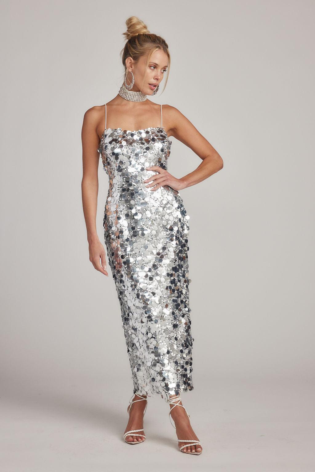 Pippa Silver Payette Maxi Dress Product Image