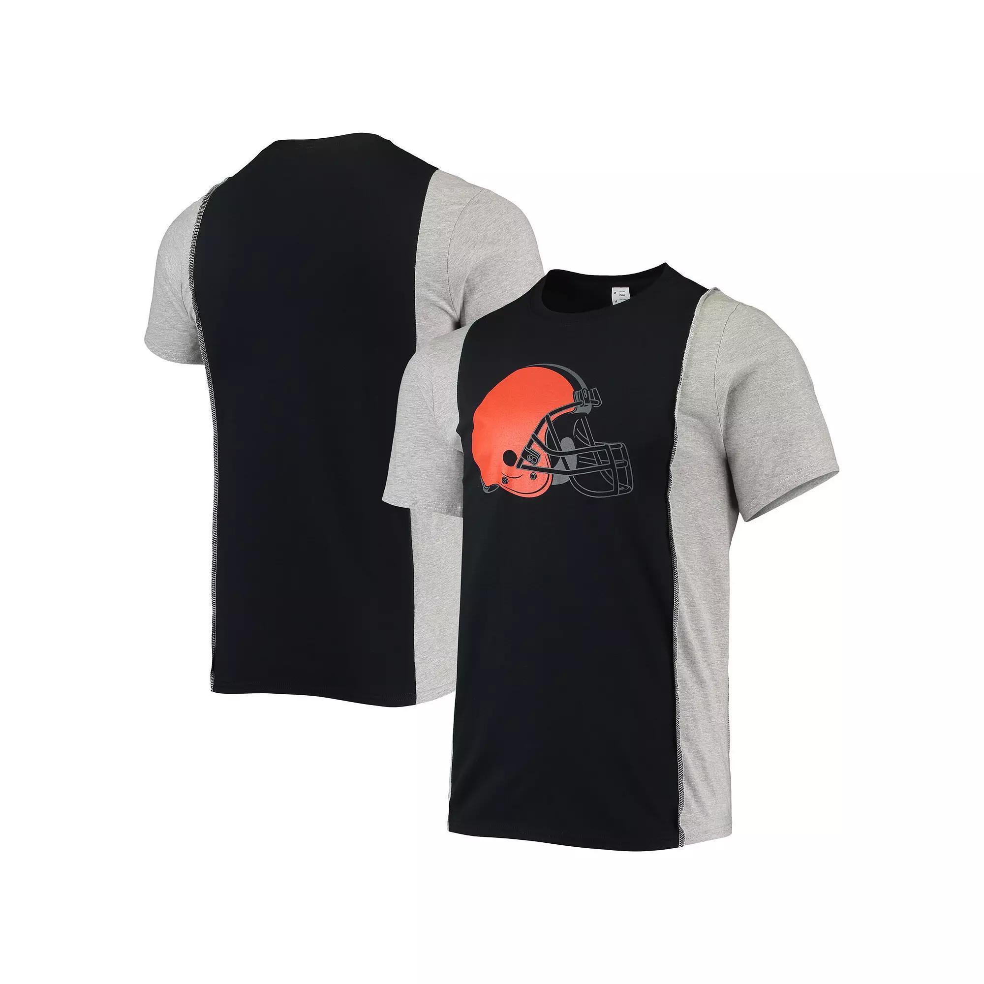 Men's Refried Apparel Black/Heathered Gray Cleveland Browns Sustainable Split T-Shirt, Size: XL Product Image