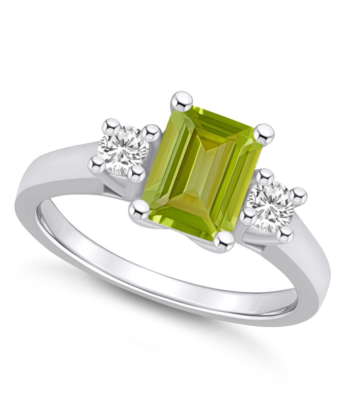 Alyson Layne 14k White Gold Emerald Cut Peridot & 1/4 Carat T.W. Diamond Ring, Women's, Size: 8, Green Product Image