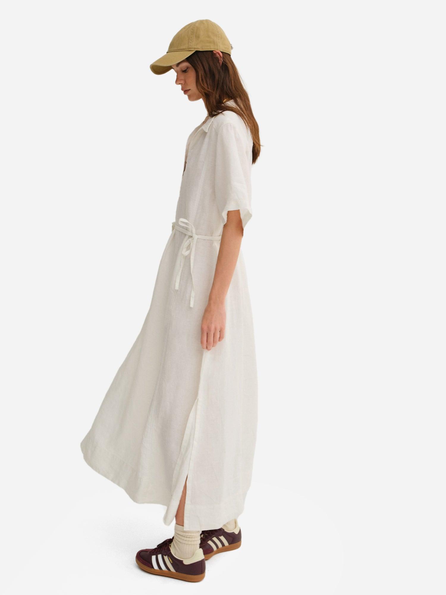 Organic Linen Belt Maxi Dress Female Product Image