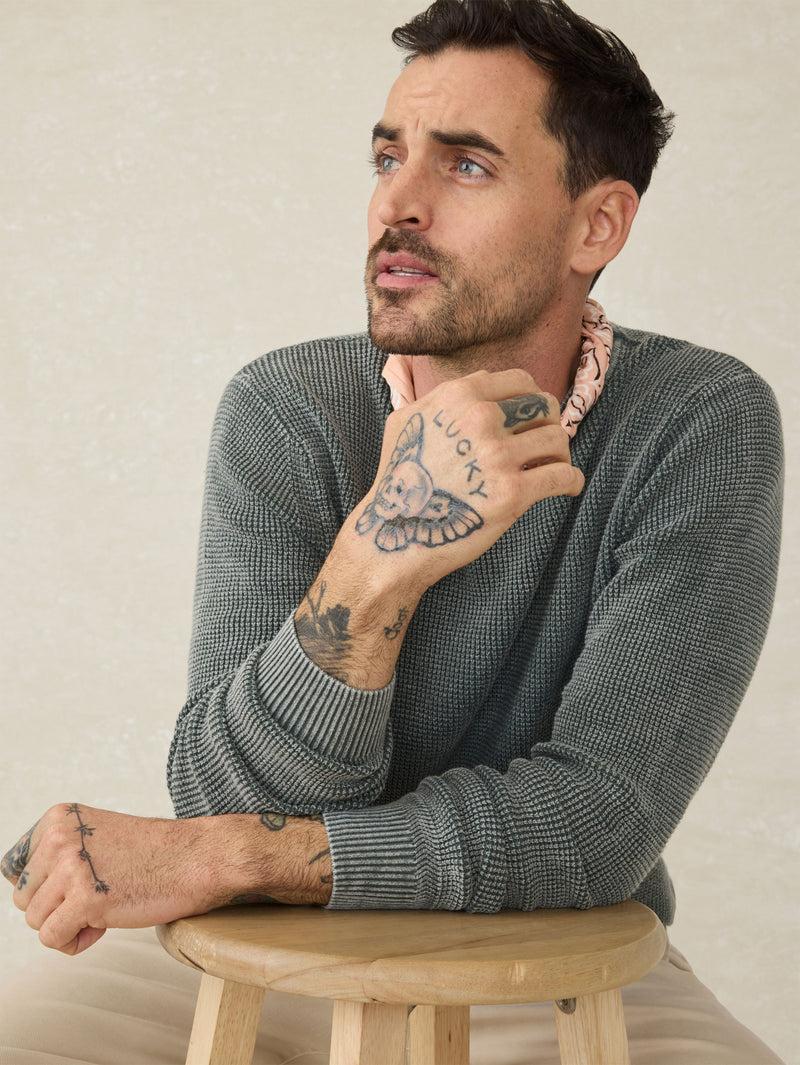 Sunwashed Crewneck Sweater - Mountain Olive Product Image