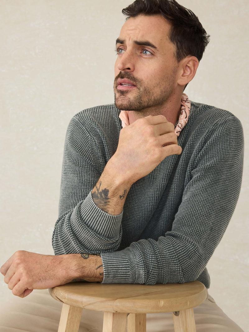 Sunwashed Crewneck Sweater - Mountain Olive Product Image