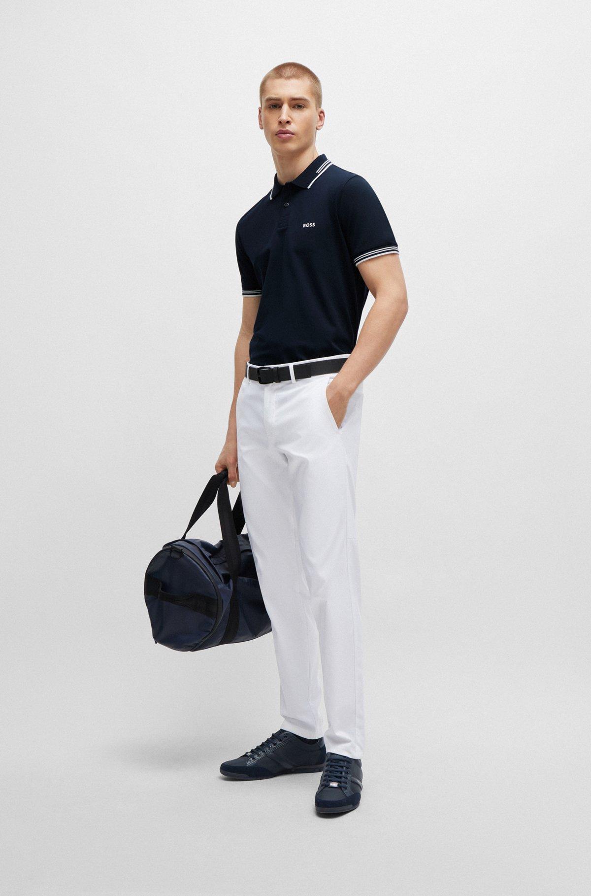 Stretch-cotton slim-fit polo shirt with branding Product Image