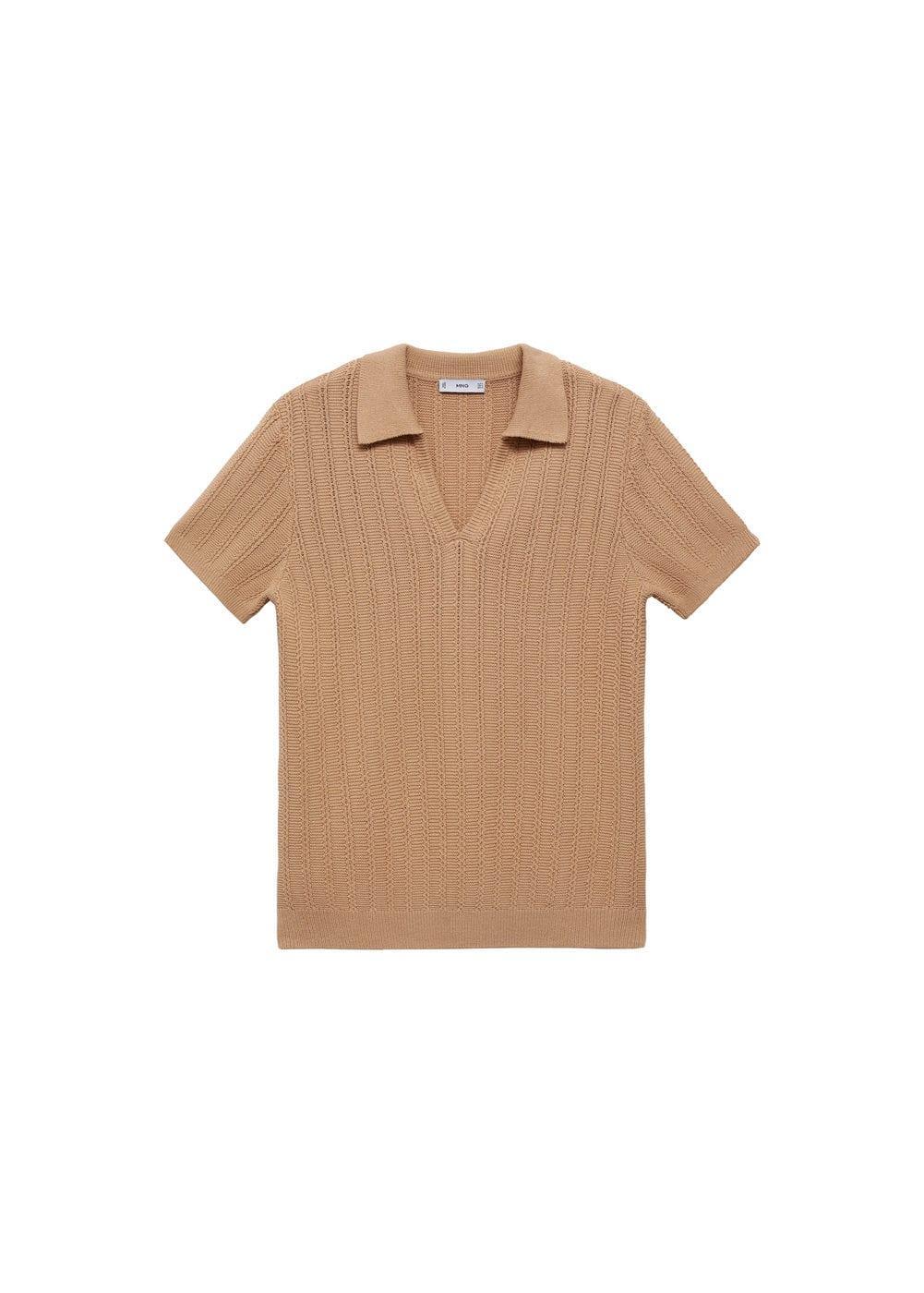 Twisted knitted cotton polo shirt - Men | MANGO USA Product Image