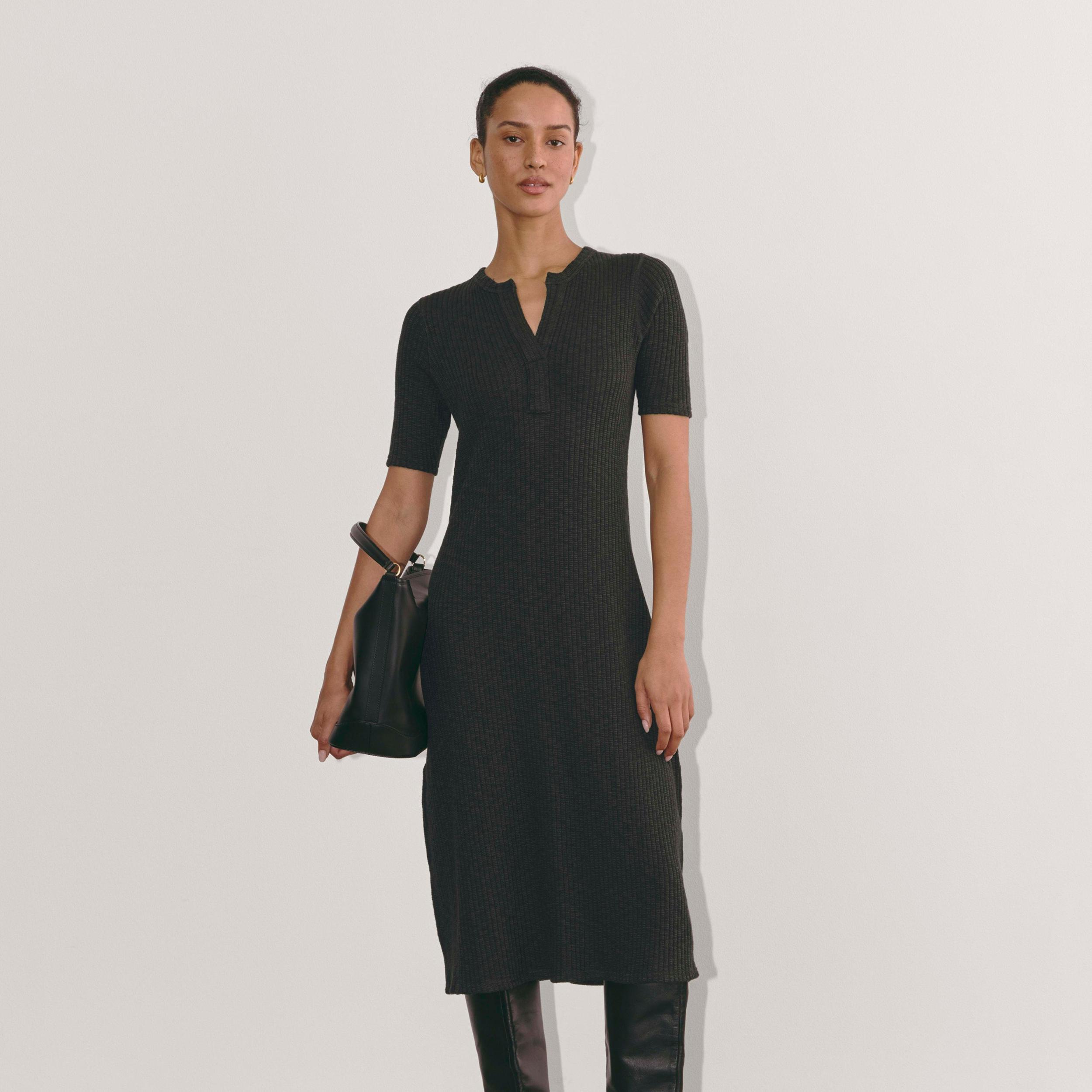 The Rib-Knit Henley Dress Product Image