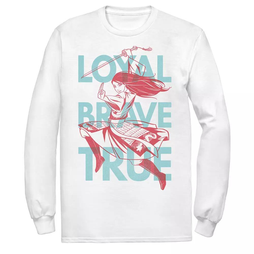 Men's Disney Mulan Live Action Loyal Brave True Text Overlay Tee, Size: Medium, White Product Image