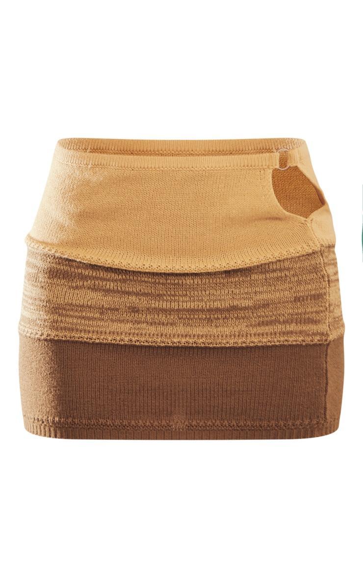 Mocha Cut Out Side Marl Knit Skirt Product Image
