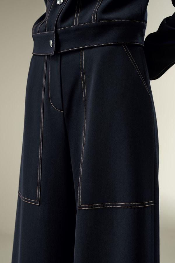 Denim-Inspired Wide Leg Wool Pants Product Image