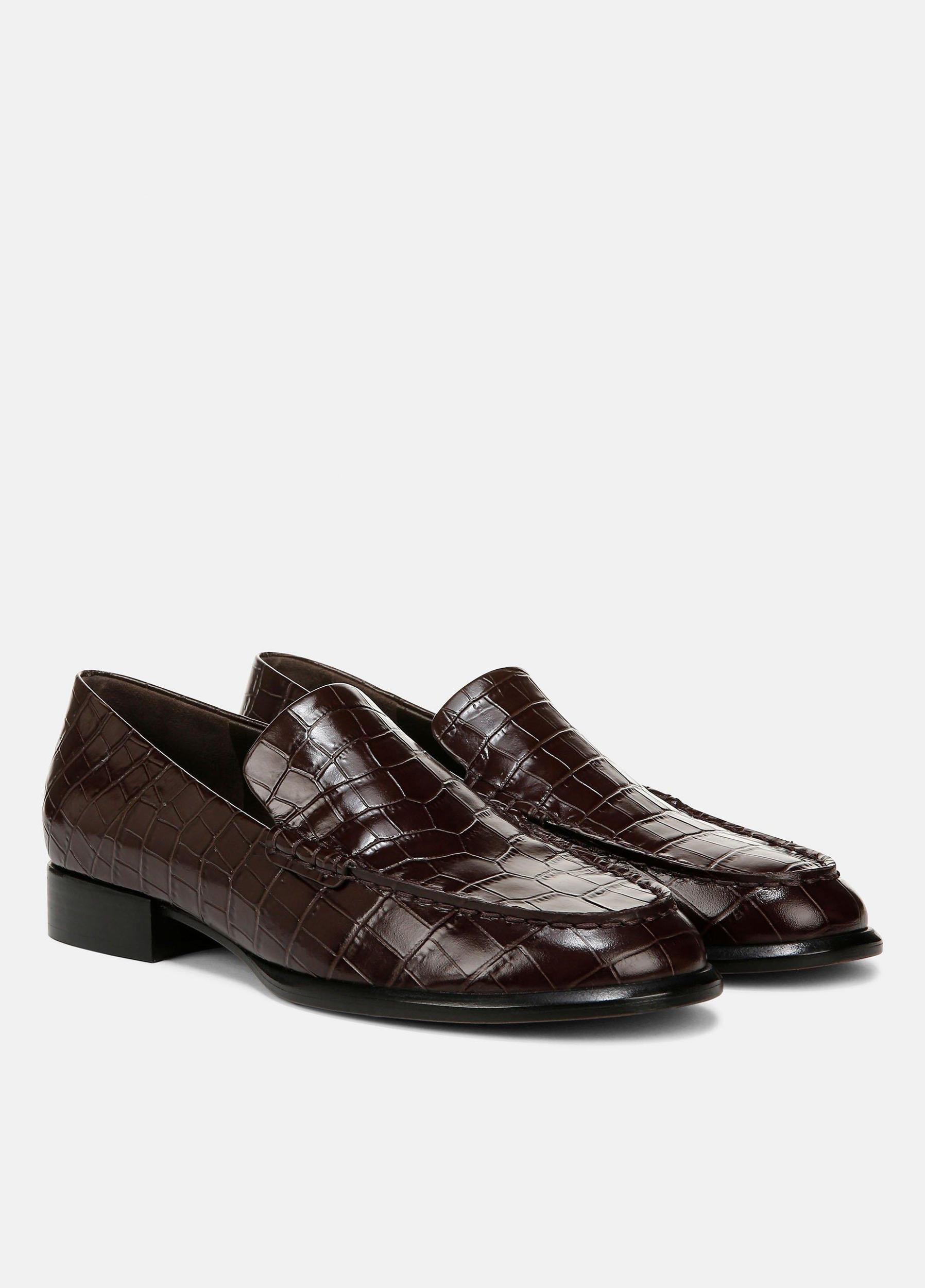 Womens Naomi Croc-Embossed Leather Loafer, Birch Sand, Size 6 Vince Product Image
