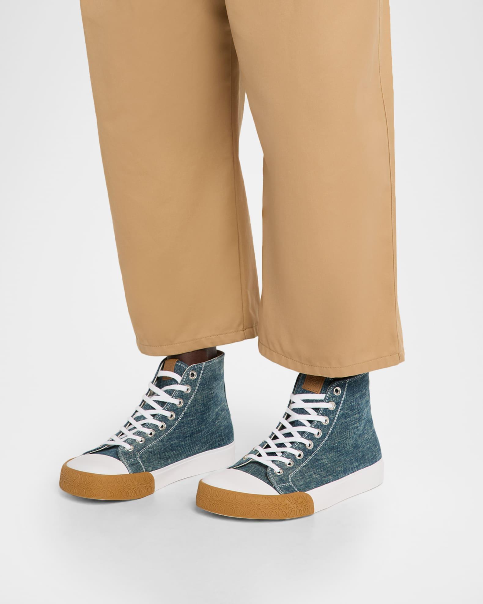 Men's Bloc Denim High-Top Sneakers Product Image