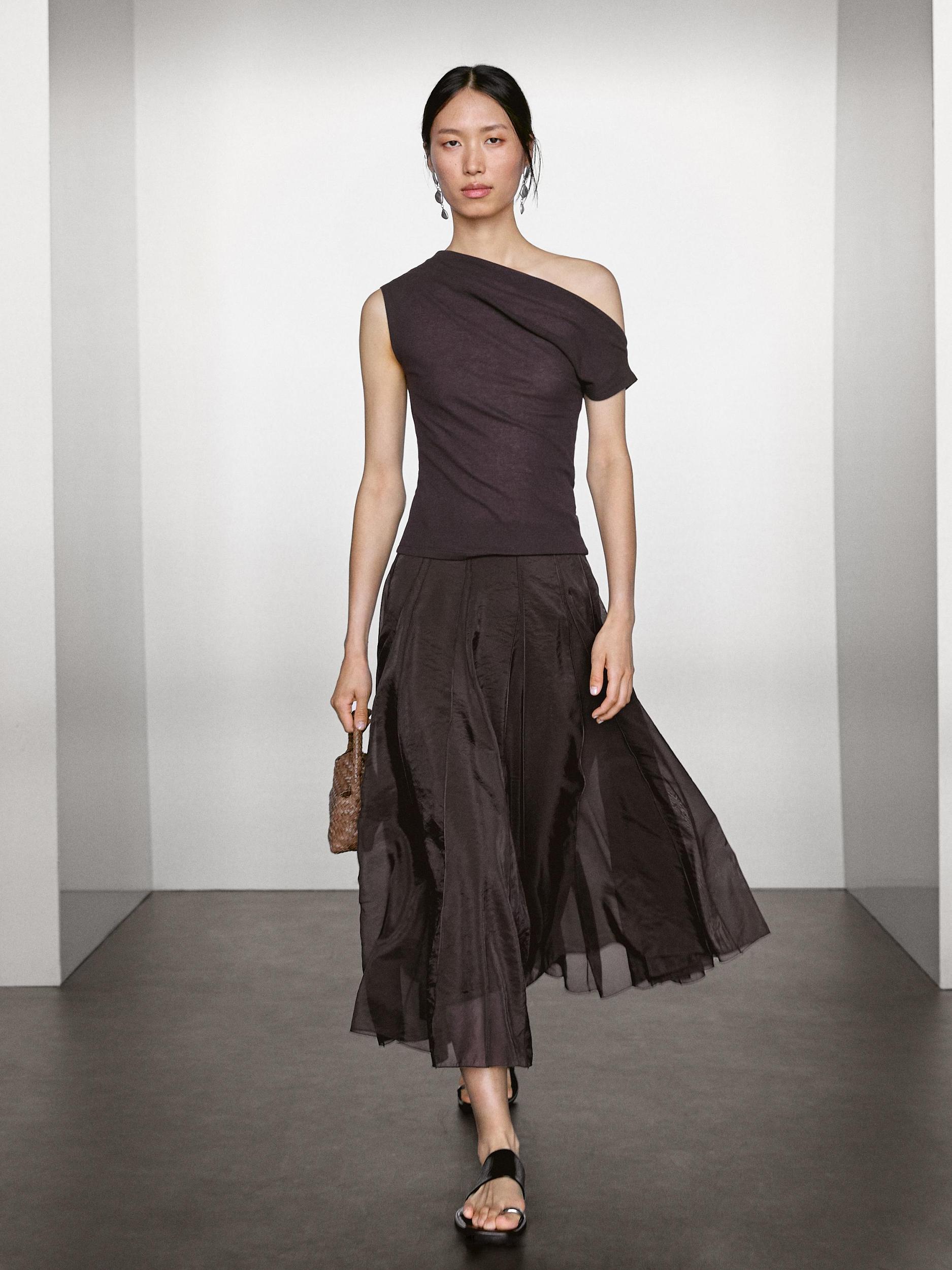 Long voluminous skirt with godet detail Product Image