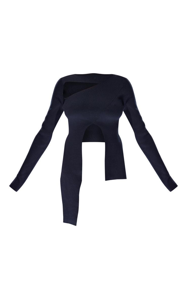 Black Asymmetric Knitted Top Product Image