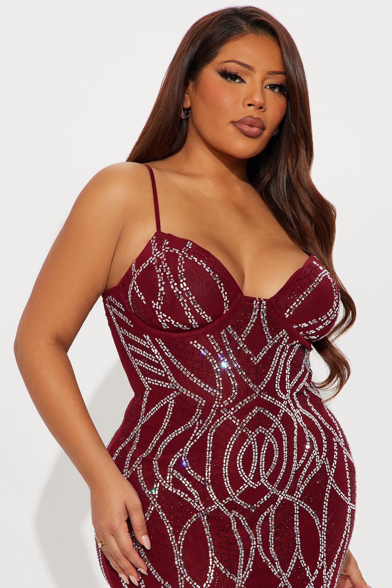 Shai Rhinestone Maxi Gown - Burgundy Product Image
