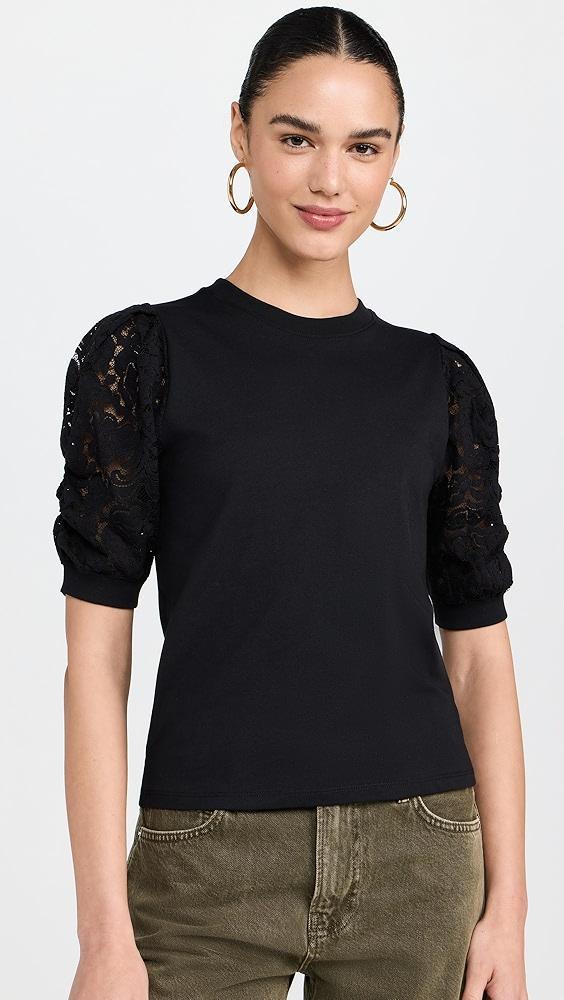 FRAME Lace Sleeve Frankie Tee | Shopbop Product Image