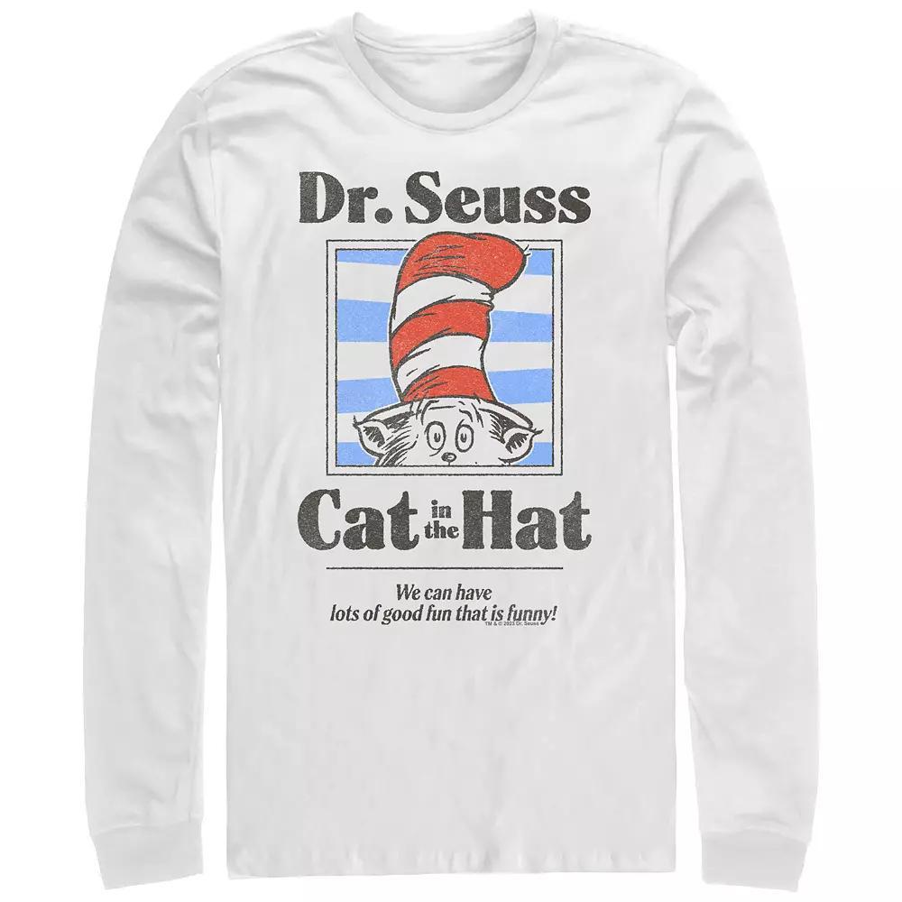 Men's Dr. Seuss The Cat In The Hat That Is Funny Long Sleeve Graphic Tee, Size: Small, White Product Image