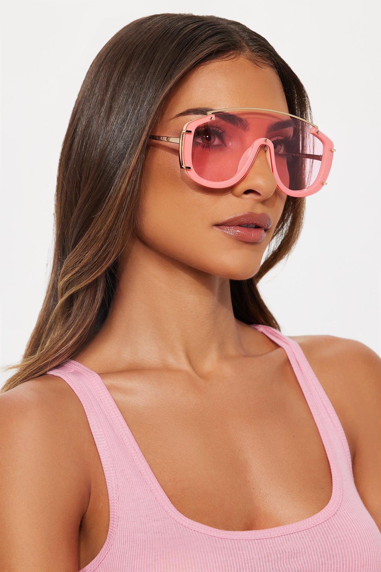 Keep Them Cute Shield Sunglasses - Pink Female Product Image