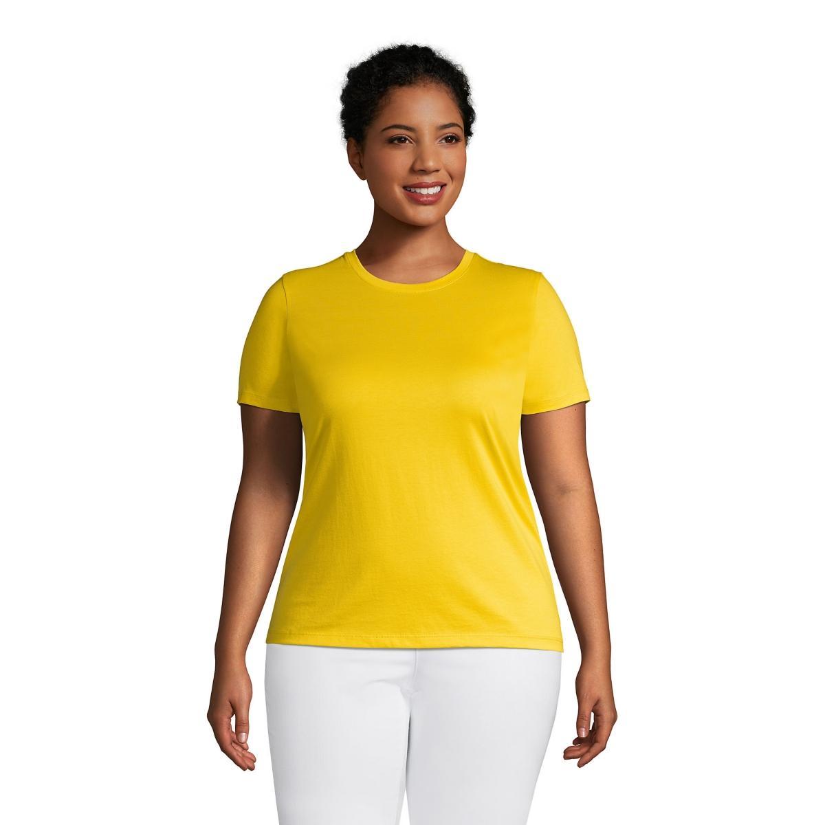 Plus Size Lands' End Relaxed Supima Cotton Crewneck Tee, Women's, Size: 3XL, White Product Image