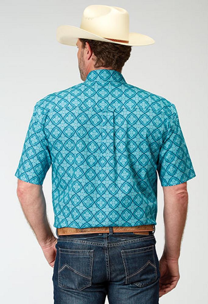 Roper® Men's S/S Turquoise Medallion Print Button Shirt Product Image